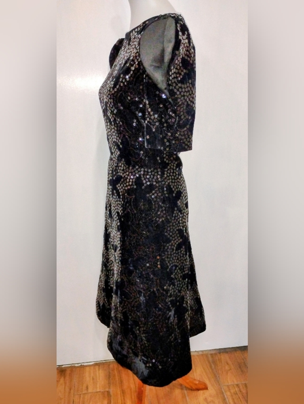 VINTAGE SCAASI VELVET SEQUINED DRESS NWOT - Picture 4 of 7